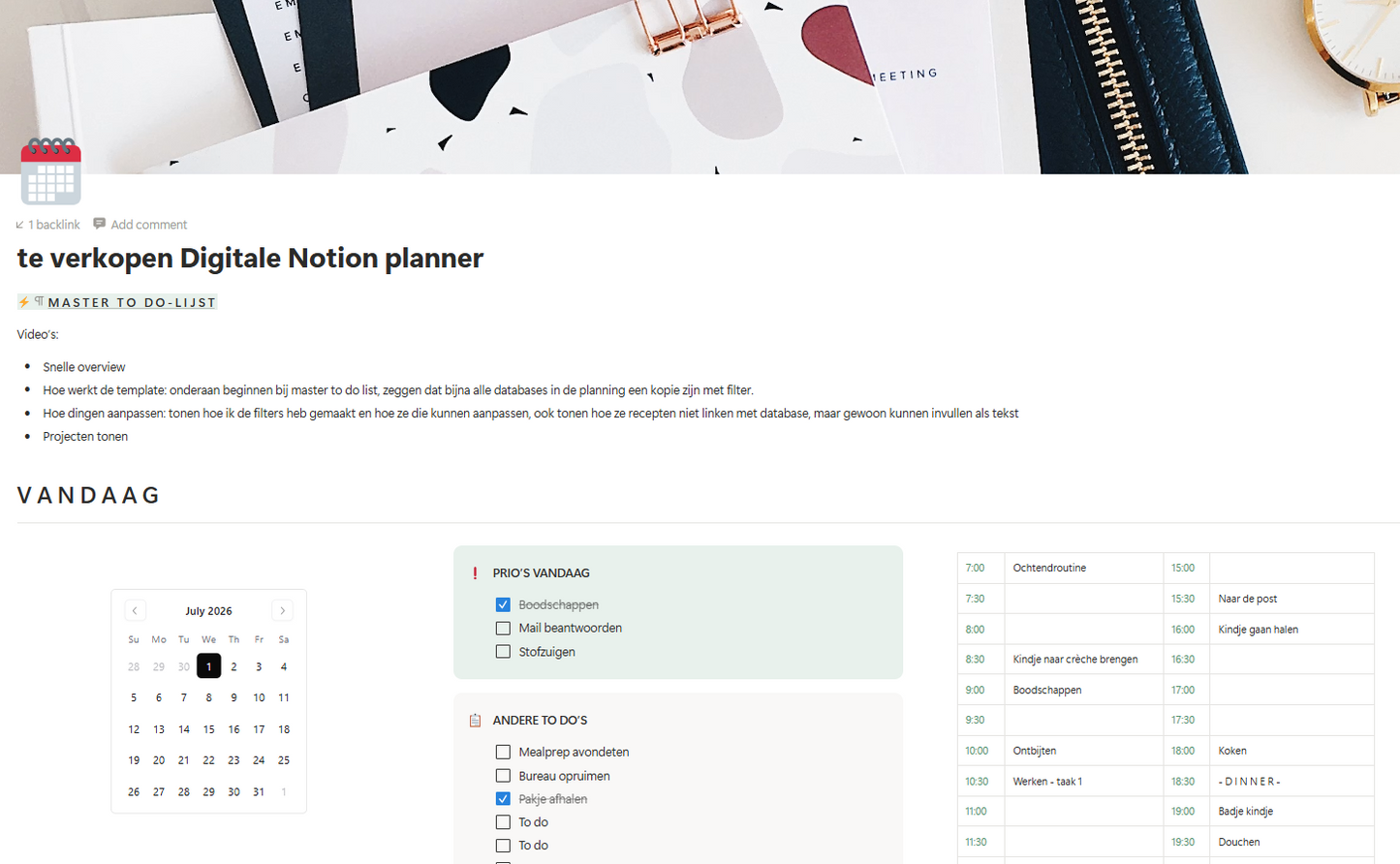 Digitale Notion Planner