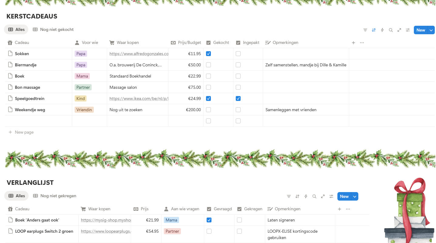 Gratis kerstplanner - Notion