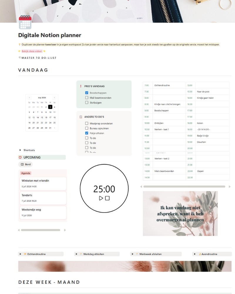Digitale Notion Planner
